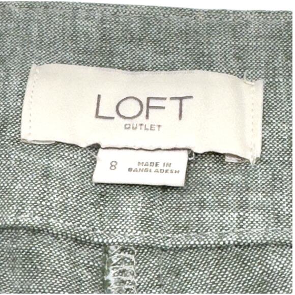 Ruffle Hem Shorts 4-inch Linen Pockets Chambray Gray Loft 8 Coastal Girly Preppy - Picture 10 of 13